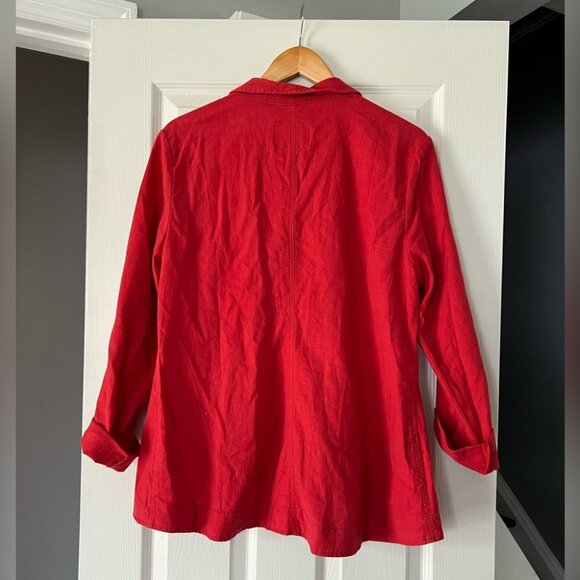 Sanctuary Women’s Red Oversized Blazer Jacket Linen Blend Size XL One Button Cas - Picture 3 of 3